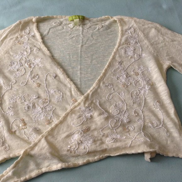 Sigrid Olsen cream embroidered crop top - Picture 4 of 11